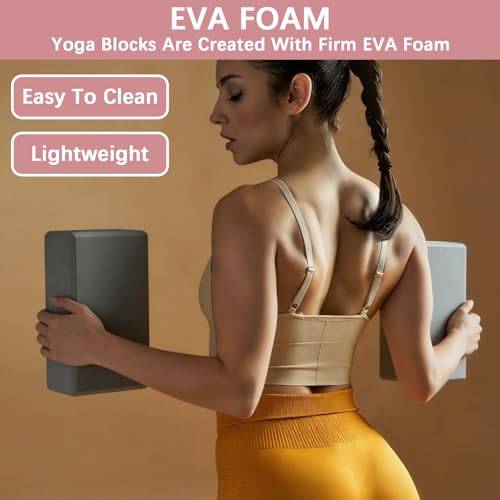 4 Pack Yoga Blocks - Premium EVA Foam Blocks for Pilates Workout, Stretching, Meditation - Yoga Brick for Flexibility, Bal...
