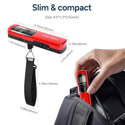 Battery-Free Luggage Scale, Suitcase Scale for Travel, 110 lbs/50 kg, Portable Handheld Weight Scale, No Batteries Needed