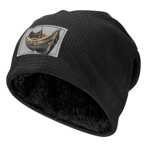 Old Viking Boats Print Lightweight Waffle Pullover Hat Men Women Winter Headwear Outdoor Camping Travel