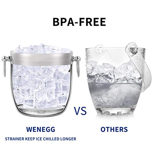 Ice Bucket with Lid, Scoop, Tongs and Strainer - Well Made Insulated Stainless Steel Keep Ice Frozen Longer - Ideal for Co...