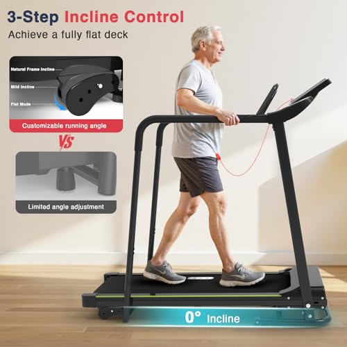 Redliro Treadmill for Seniors Slow Walking - 0.3mph Start, Front & Long Handrails - Foldable Recovery Flat Treadmill for E...