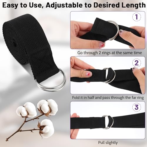 10 Pcs Yoga Strap for Stretching Bulk 6ft Exercise Stretch Band with Metal D Ring Adjustable Pilates Non Elastic Yoga Stre...