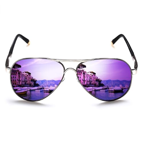 ROCKNIGHT Polarized Aviator Sunglasses for Men Women Metal Flat Top Sunglasses lightweight Driving UV400 Outdoor 58mm