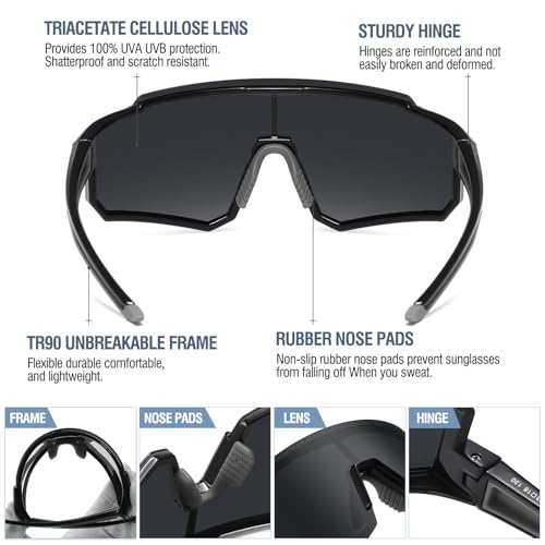 DUCO Polarized Sports Sunglasses for Men Women UV400 Protection Baseball Cycling Running Fishing Sunglasses DC0068
