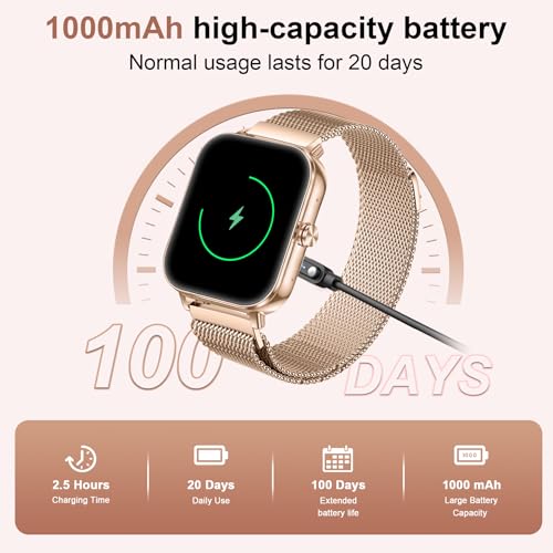 Smart Watches for Women, 1000mAh Battery lasts 20 days, 1.85"HD Smart Watch (Answer/Make Calls) Heart Rate/Sleep Monitorin...