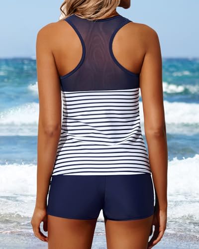Yonique Tankini Swimsuits for Women with Shorts Athletic Two Piece Bathing Suits Racerback Tank Tops Swimwear