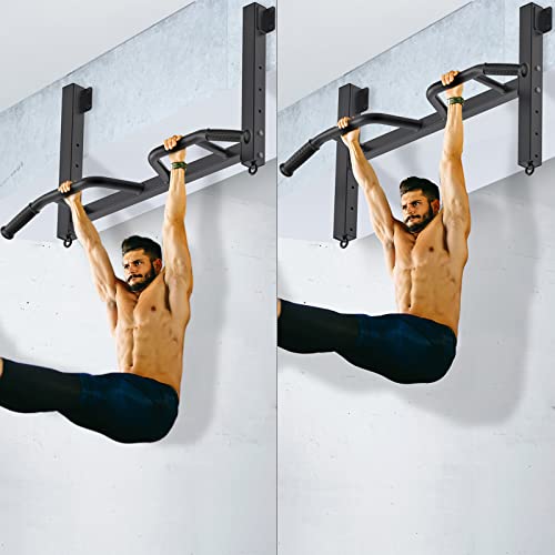 Kipika 32" Ceiling Mounted Pull Up Bar - Heavy Duty, Highly Adjustable, Multifunctional Chin Up Bar - Home Gym System with...