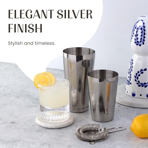 Mixology & Craft Boston Shaker Set with Weighted Martini Shakers | Cocktail Shaker Set Includes Strainer and Japanese Jigg...