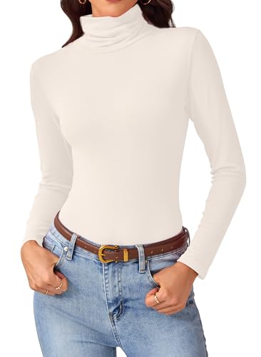 Turtleneck Tops for Women - Long Sleeve Shirts Lightweight Stretch Slim Fit Fall Fashion Basic Underwear Top Winter Clothes