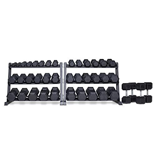 REP Fitness Rubber Hex Dumbbell Set, Adjustable Weight Pairs, Home Gym Equipment, Strength Training For Men Women, Black C...
