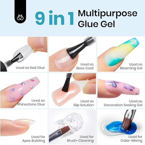Beetles Gel Nail Kit Almond-500Pcs Gel Nails Tip Easy Extension Set Short Almond Shape 9 In 1 Nail Glue Extension Set Uv L...