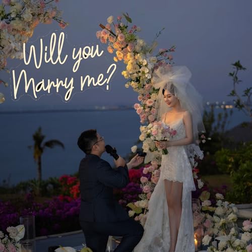 XIMAQIS Will You Marry Me Neon Sign 23inches Custom Wedding Dimmable Neon Light Sign Led Lights signs for Wedding Party De...