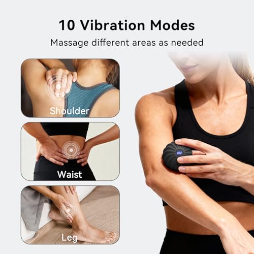 Easewand 2.4" Mini Electric Vibrating Massage Ball, 10-Speed Fitness Yoga Massage Roller for Palm, Hand, Foot, Leg, Neck, ...