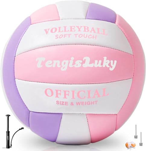 Soft Touch Volleyball Kit - Official Size 5 PU Leather Volleyball - for Outdoor/Indoor Play/Beach Game/Gym Training for Yo...