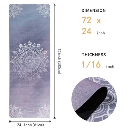SNAKUGA Travel Yoga Mat, Non Slip Exercise Suede Mat with Carry Bag, All-Purpose Fitness Mat with High Density Anti-Tear S...