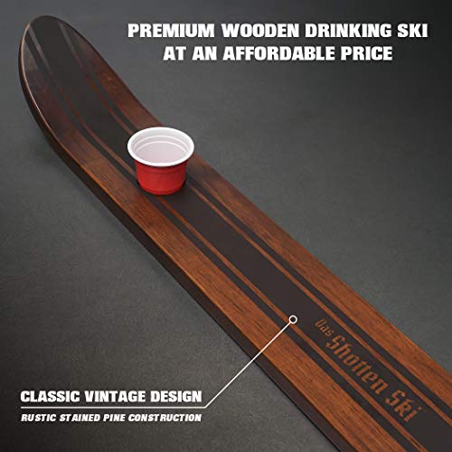 GoPong Slamski - Retro and Vintage Wood Designs - 4 Person Drinking Ski with 50 Plastic Shot Glasses