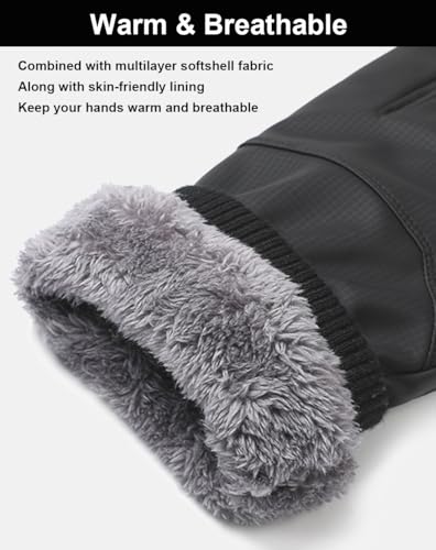 SUJAYU Winter Snow Gloves Men Women, Snowmobile Glove Mens Ski Gloves, Waterproof Warm Touchscreen, Suitable for Running D...