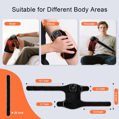 RAYOCON Red Light Therapy for Knee: Knee Massager with 6 Heat and 5 Vibration Cordless Rechargeable Electric Heated Knee B...