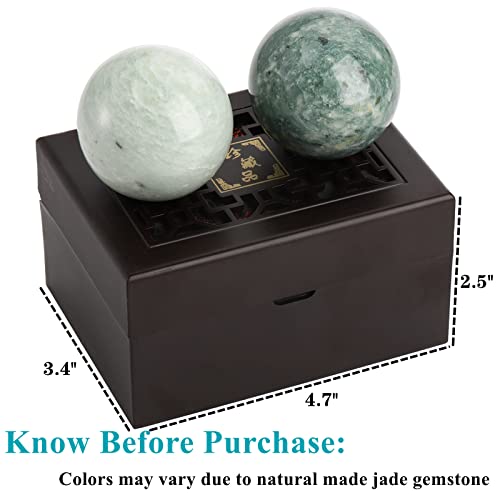 Lyellfe Set of 4 Marble Stone Baoding Balls, 2 Inch Meditation Balls with Box, Chinese Health Exercise Massage Ball for Ha...