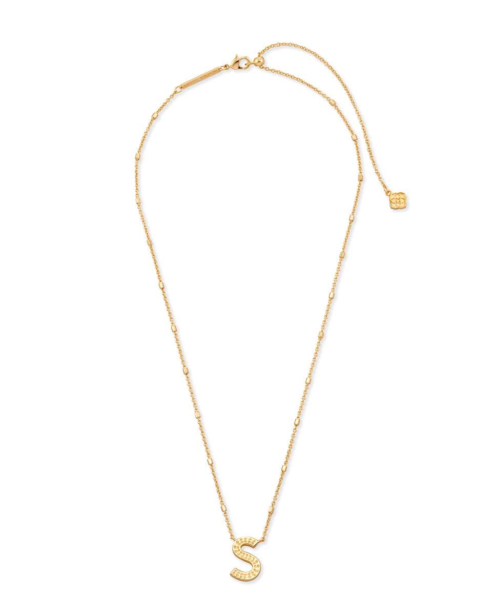 Kendra Scott Letter S Pendant Necklace for Women, Fashion Jewelry, 14k Gold-Plated Brass, Gold Metal, Letter S