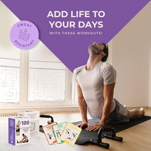 100 Stretching Exercise Flash Cards – Physical Therapy Stretches for Common Conditions (Plantar Fasciitis, Achilles Tendon...