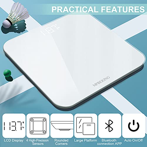 Scale for Body Weight, High Accuracy Bathroom Digital Scales, Bluetooth Weighing Scale, Unlimited Users, LCD Display, Roun...