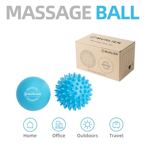 MURLIEN Massage Ball Set, Spiky Ball & Lacrosse Ball for Body Massage, Muscle Relief, Deep Tissue, Myofascial Release, Mas...