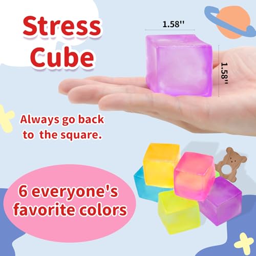 6 Pack Stress Cube Squishy Stress Balls for Adults Kids, Sensory Fidget Toys for Anxiety Stress Relief, Calming Toys Slow ...