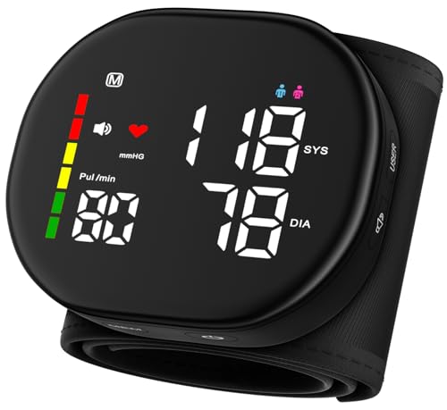 Double love Wrist Blood Pressure Monitor for Home Use - Upgraded Large LED Screen, Dual User 240 Memories with Carrying Ca...