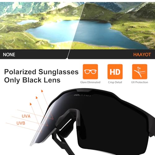 HAAYOT Polarized Cycling Glasses,Sports Sunglasses for Men Women,Baseball Biking Running Sunglasses 5 Lenses Black Mirror ...