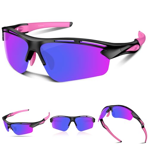 Polarized Sports Sunglasses for Men Women,UV400 Protection Sunglass for Running Cycling Fishing Hiking TR90