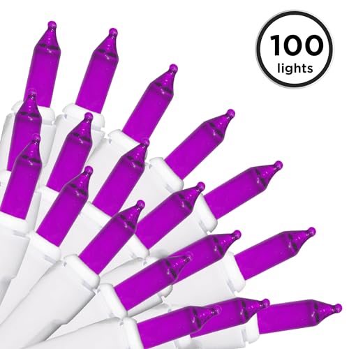 Brite Star Mini String Lights, 100 Count, White Wire, Purple - Model 37-374-00, Durable Plastic