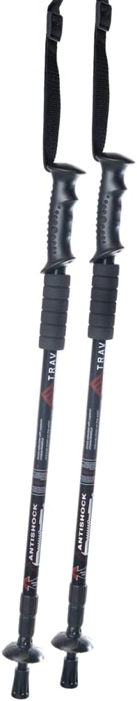 Collapsible Trekking Poles for Hiking & Walking | Telescoping Hiking Sticks with Tungsten Tip | Adjustable Height for All ...