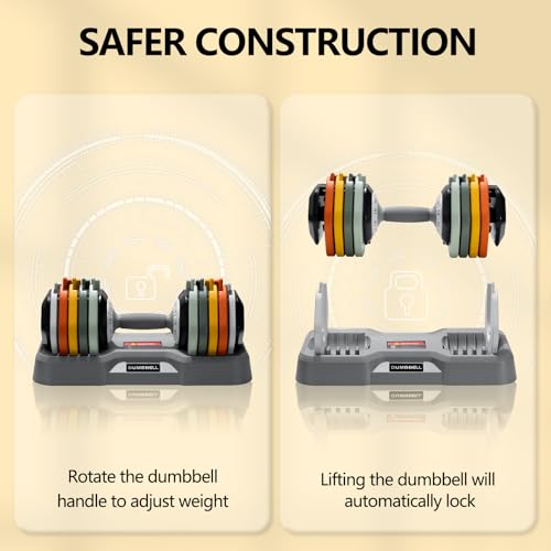 AOTOB 25/55 LBS Adjustable Dumbbell Set, Anti-Slip Fast Adjusting with Turning Handle, Adjustment for Men and Women, Weigh...