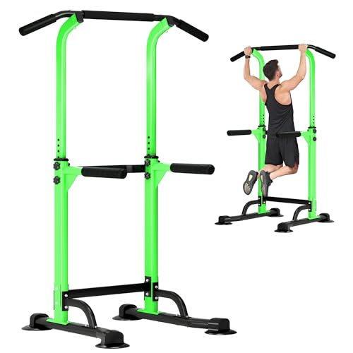 DlandHome Power Tower Pull Up Dip Station Multi-Function Fitness Equipment for Strength Training Adjustable Height Dip Sta...