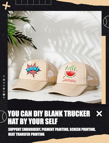 10 Pcs Sublimation Blank Trucker Hats Bulk Mesh Baseball Cap Polyester Mesh Trucker Hat for Men and Women