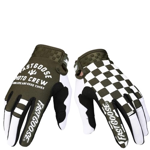 EXCEREY Chessboard Grid Motorcycles Racing Bicycles Full Finger Gloves for Adult Cycling Climbing Riding Biking Outdoor Sp...