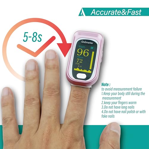 Pulse Oximeter Fingertip Rechargeable, Pulse Oximeter and Oxygen Monitor with OLED Screen, Accurate and Fast SpO2 and Hear...