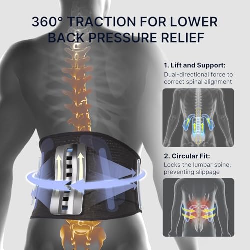 Fit Geno Back Brace for Lower Back Pain Men & Women: Adjustable Lumbar Support Brace for Pain Relief - Breathable Waist Be...