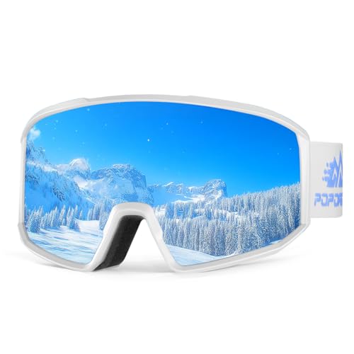 POPOACTI OTG Ski Goggles,100% UV Protection,Anti Fog,Polarized Ski Snowboard Goggles for Men Women Adult
