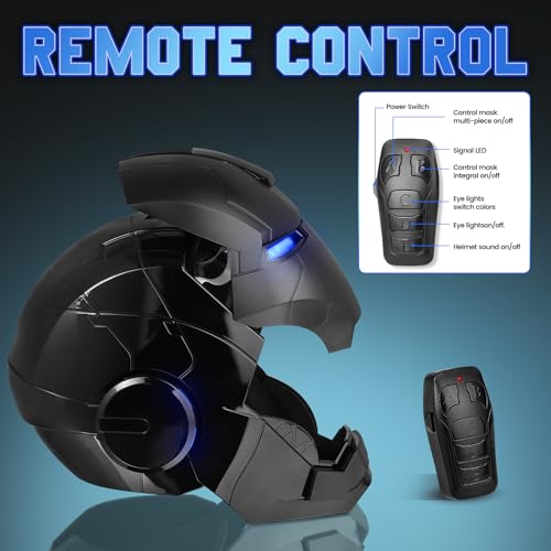 Iron Hero MK 5 Black Edition Helmet for Man – 1:1 Wearable Collectible with Voice, Touch & Remote Control, LED Eyes & Real...