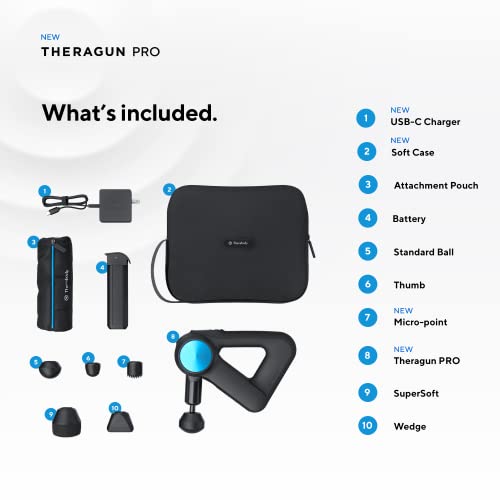 TheraGun Pro Handheld Deep Tissue Massage Gun - Bluetooth Enabled Percussion Massage Gun & Personal Massager for Pain Reli...