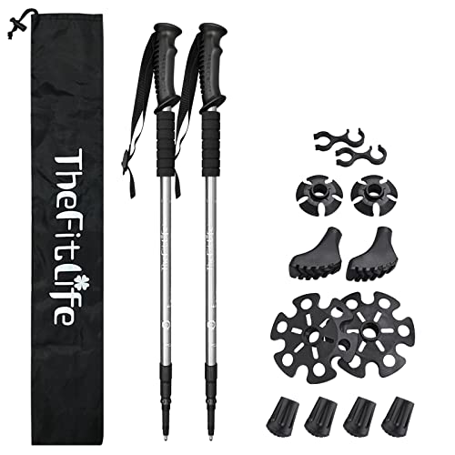 TheFitLife Anti Shock Trekking Poles + Folding Poles Aluminum