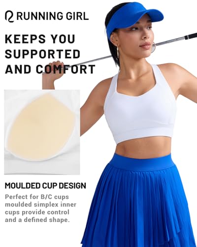 RUNNING GIRL Sports Bra for Women High Support, Molded Cup High Impact Sports Bras with Sewn in Pads Workout Running Bra