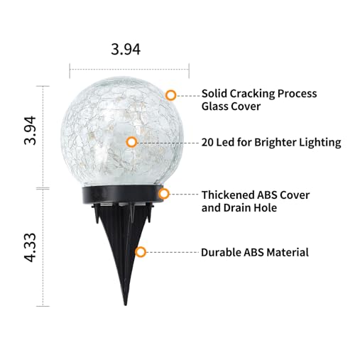 JKIMK Solar Globe Lights Outdoor Waterproof-Solar Balls Garden-Cracked Glass Ball Solar Lights Outdoor-Solar Orbs Outside-...