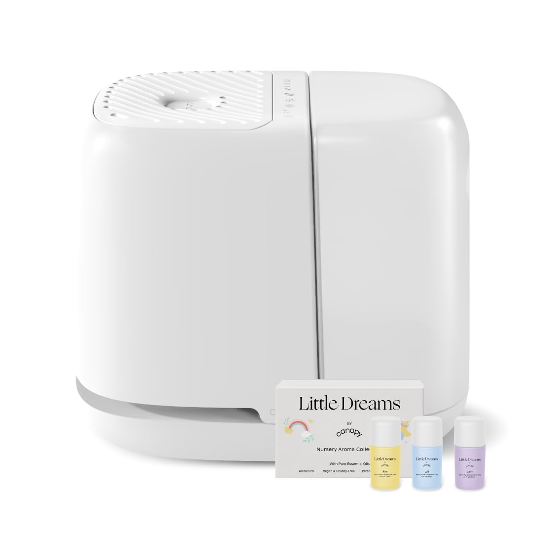 Canopy Nursery Humidifier 2.0, White, 36 HR Run Time, 2.5L Capacity Tank - Sleep Lights, White Noise, Clean Aroma Diffusion - Pr