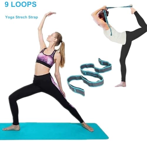 Stretch Bands for Exercise - Elastic Yoga Stretching Strap for Flexibility and Stretching with 9 Loops, Pilates, Fitness, ...