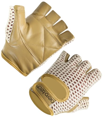 AERO|TECH|DESIGNS | Crochet Cycling Gloves | Natural Leather Padded Palms | Breathable Cotton Crochet