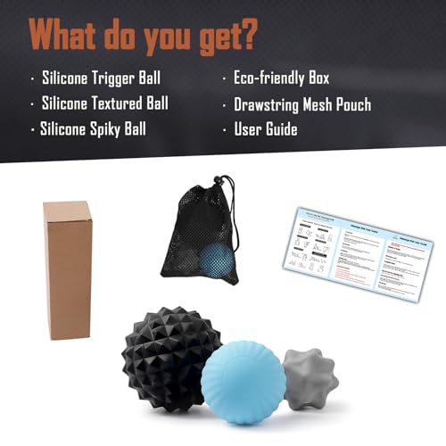 YIXIUTEN Deep Tissue Silicone Massage Ball Set for Plantar Fasciitis Relief & Muscle Recovery - Trigger Point and Myofasci...