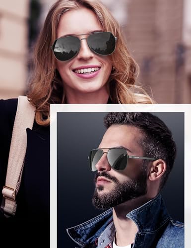 LUENX Aviator Sunglasses for Men Women Polarized New Shades Large Metal Frame - UV 400 Protection